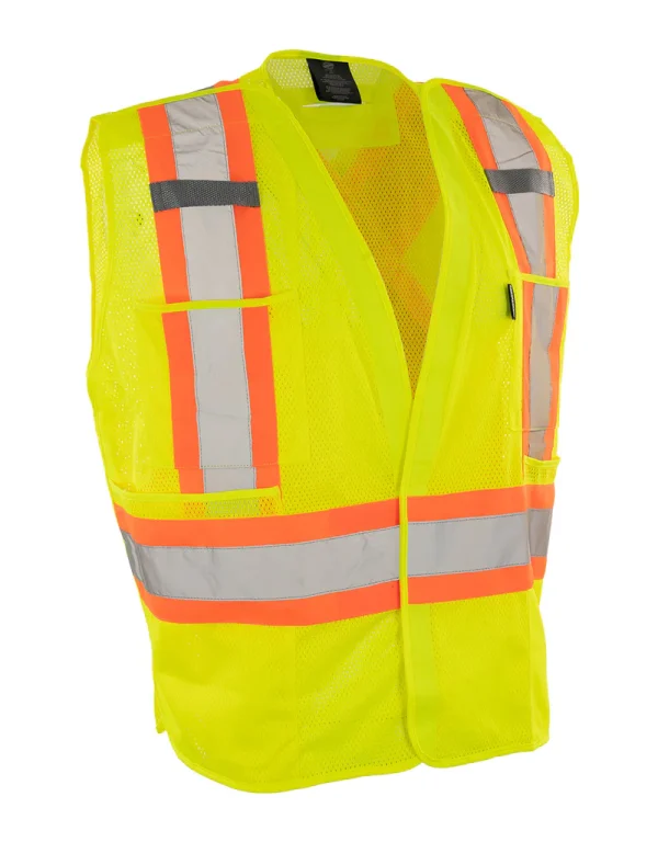 5-Point Tear-away Hi Vis Mesh Traffic Safety Vest, 3 Sizes - 022-TV5PKTA - Image 3