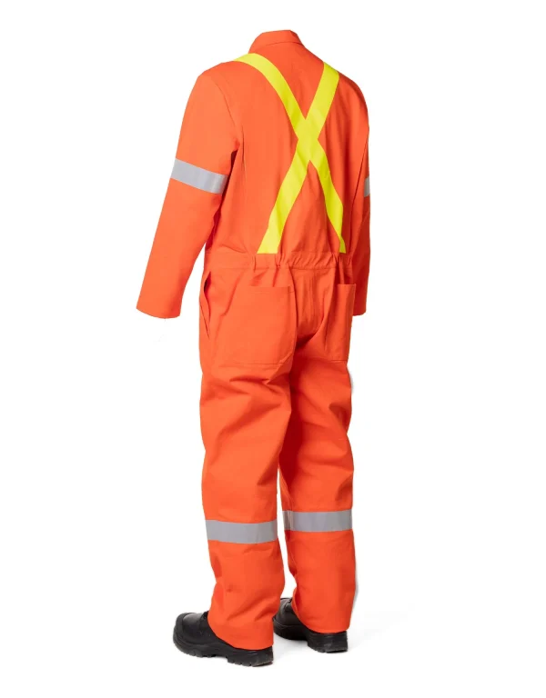 Retro Hi-Vis Safety Unlined Cotton Coverall with Reflective Striping - 024-RTRC145 - Image 2