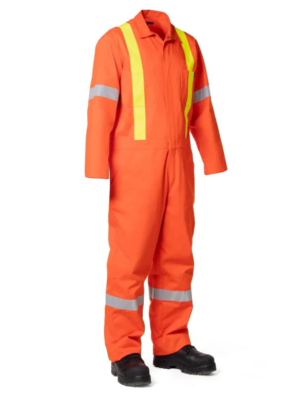 Retro Hi-Vis Safety Unlined Cotton Coverall with Reflective Striping - 024-RTRC145