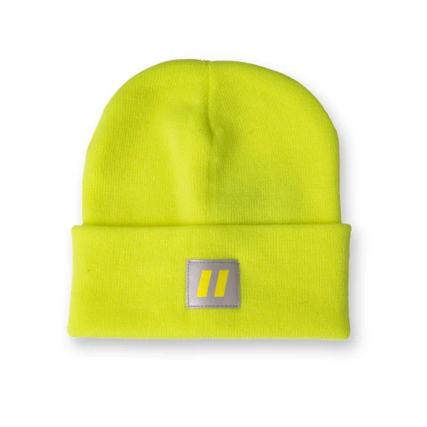 Hi Vis Lime Toque with Reflective Patch - 036-TQ-FF - Image 2
