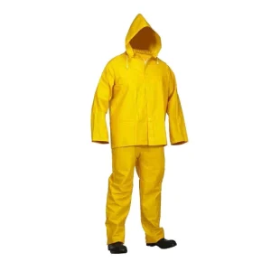 3-Piece Yellow PVC Rainsuit with Fire Resistant Coating - 023-5000