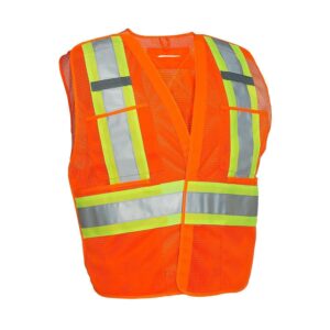 5-Point Tear-away Hi Vis Mesh Traffic Safety Vest, 3 Sizes - 022-TV5PKTA
