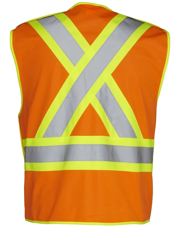 5-Point Tear-Away Hi Vis Traffic Safety Vest, Tricot Polyester, 3 Sizes - 022-TV - Image 6