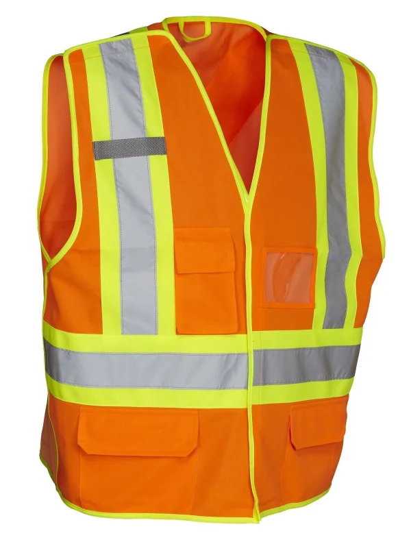 5-Point Tear-Away Hi Vis Traffic Safety Vest, Tricot Polyester, 3 Sizes - 022-TV - Image 2