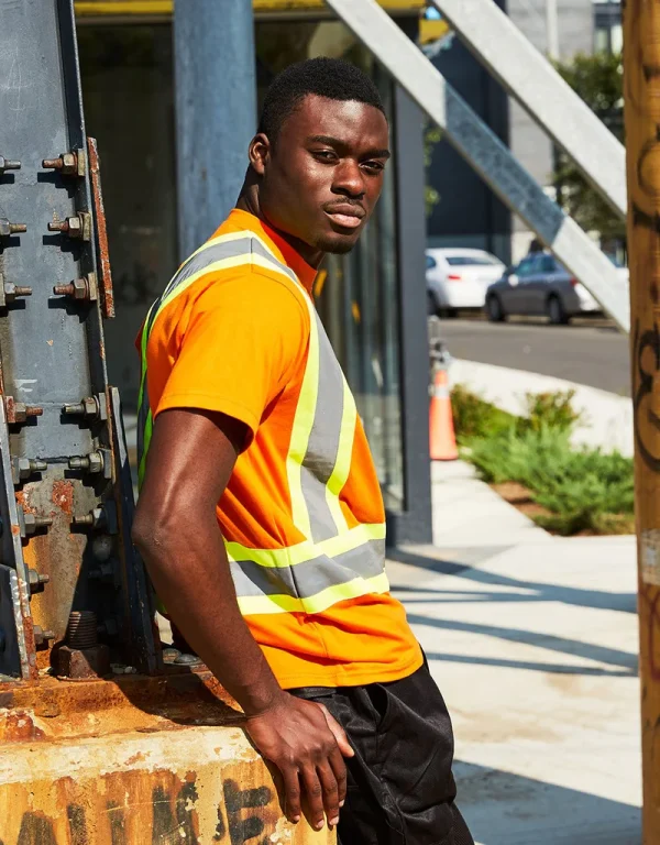 Hi Vis Crew Neck Short Sleeve Safety Tee Shirt with Chest Pocket - 022-CBECSA