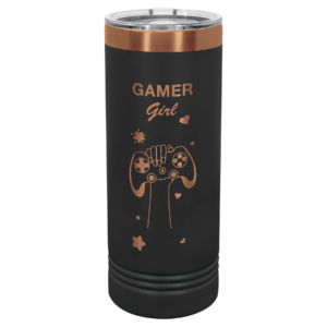 Polar Camel 22 oz. Black/Rose Gold ION-Plated Skinny Tumbler with Slider Lid - LTM7050