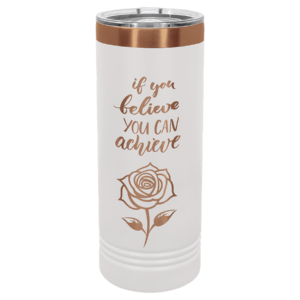 Polar Camel 22 oz. White/Rose Gold ION-Plated Skinny Tumbler with Slider Lid - LTM7051