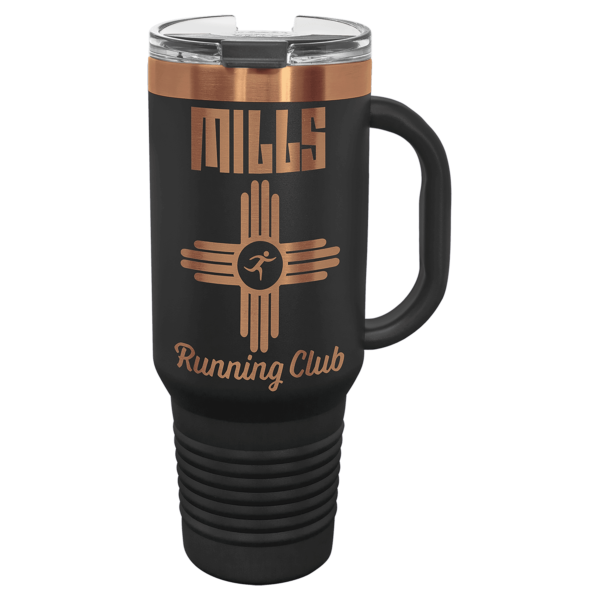 Polar Camel 40 oz. Black/Rose Gold ION-Plated Travel Mug with Handle, Straw Included - LTM7470 - Image 3