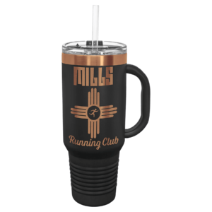 Polar Camel 40 oz. Black/Rose Gold ION-Plated Travel Mug with Handle, Straw Included - LTM7470