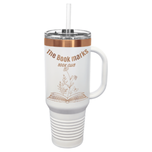 Polar Camel 40 oz. White/Rose Gold ION-Plated Travel Mug with Handle, Straw Included - LTM7471