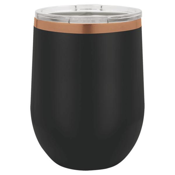 Polar Camel 12 oz. Black/Rose Gold ION-Plated Stemless Wine Tumbler with Lid - LTM880 - Image 2