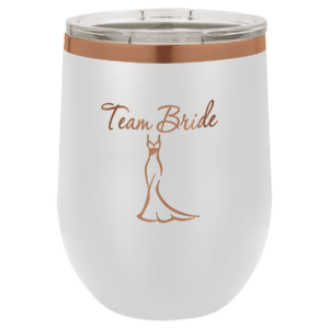 Polar Camel 12 oz. White/Rose Gold ION-Plated Stemless Wine Tumbler with Lid - LTM881