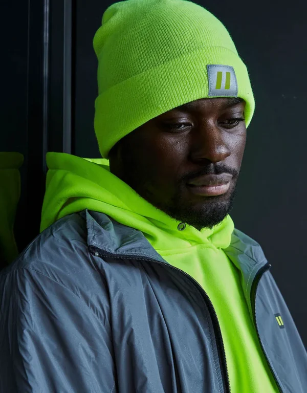 Hi Vis Lime Toque with Reflective Patch - 036-TQ-FF