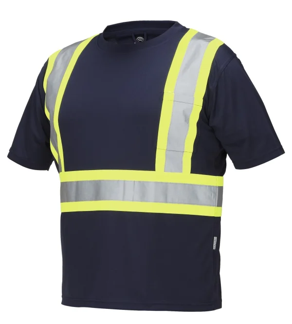 Hi Vis Crew Neck Short Sleeve Safety Tee Shirt with Chest Pocket - 022-CBECSA - Image 4